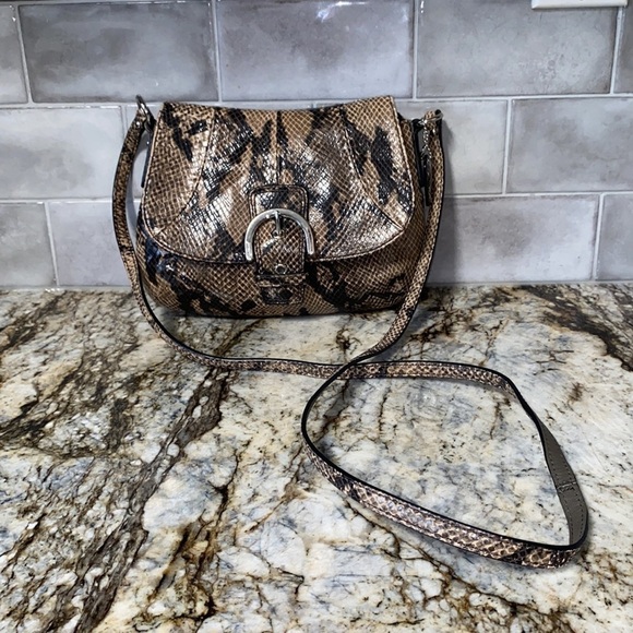 Coach Snakeskin Embossed Crossbody Bag w/ Buckle - Picture 1 of 8